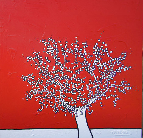 Red Tree 2009 59x59 Original Painting - Richard Scott
