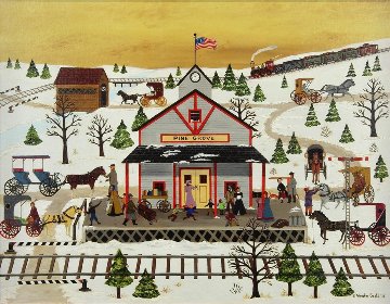 Pine Grove Station 1975 25x31 Original Painting - Jane Wooster Scott
