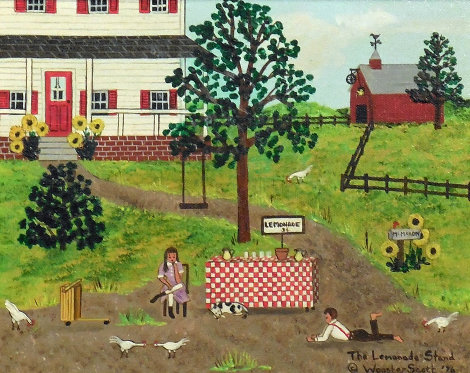 Lemonade Stand - Painting  1976 14x16 Original Painting - Jane Wooster Scott