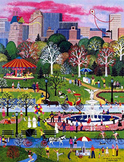 Springtime in Central Park 2000 Lithograph 16x21 by Jane Wooster 
