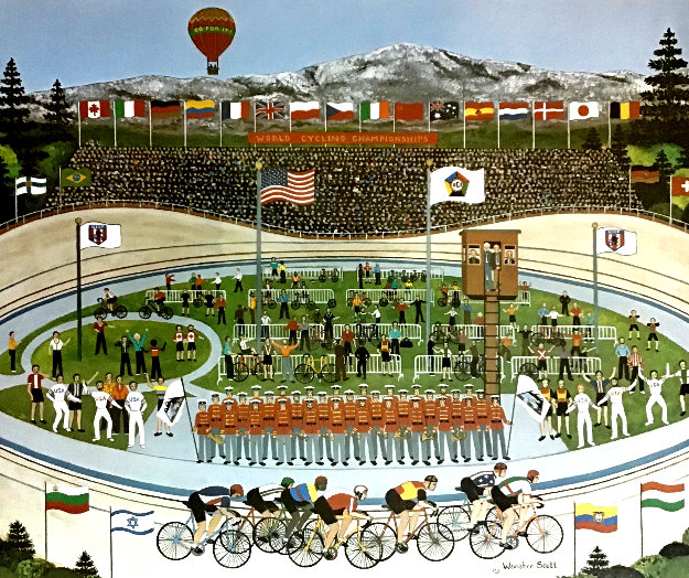 World Cycling Championships Lithograph 21x25 by Jane Wooster