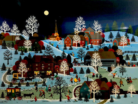 Winter’s Eve in Hoot Owl Hollow 1980 - Huge Limited Edition Print - Jane Wooster Scott