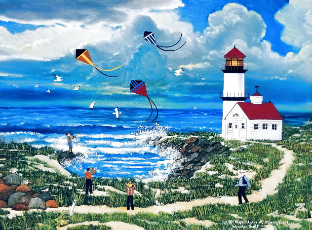 High Flyers at Stormy Point - Cape Cod, Massachusetts Limited Edition Print by Jane Wooster Scott