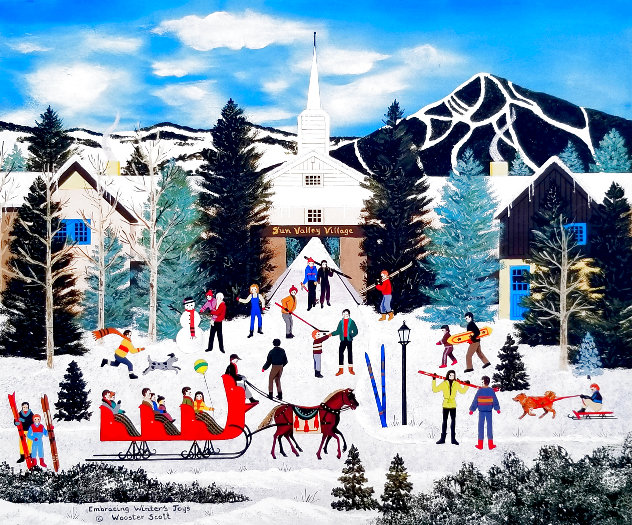 Embracing Winters Joys 1996 - Mt Baldy, Sun Valley, Idaho Limited Edition Print by Jane Wooster Scott