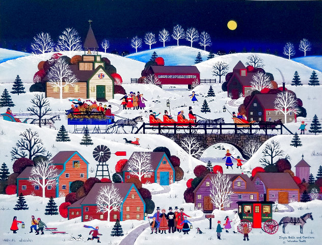 Jingle Bells and Carolers 1998 - Christmas Limited Edition Print by Jane Wooster Scott