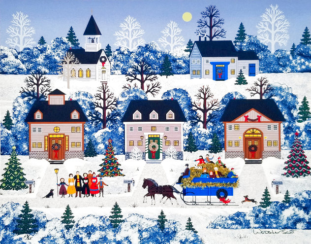 Holiday Sleigh Ride 1993 - Christmas Limited Edition Print by Jane Wooster Scott