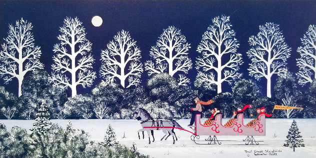 Trail Creek Sleighride 1995 - Sun Valley, Idaho - Christmas Limited Edition Print by Jane Wooster Scott