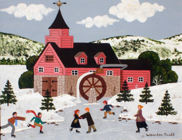 Skating on the Mill Pond 14x16 Sun Valley Original Painting by Jane Wooster Scott Skating on the Mill Pond 14x16 Sun Valley Original Painting by Jane Wooster Scott