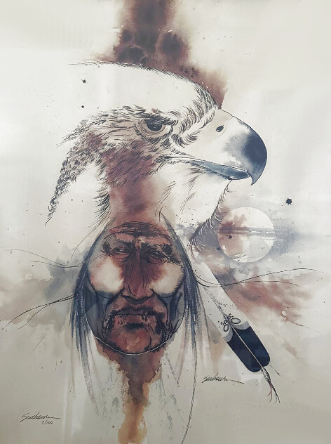 Native American Portrait - Signed Twice Limited Edition Print by Bert Seabourn