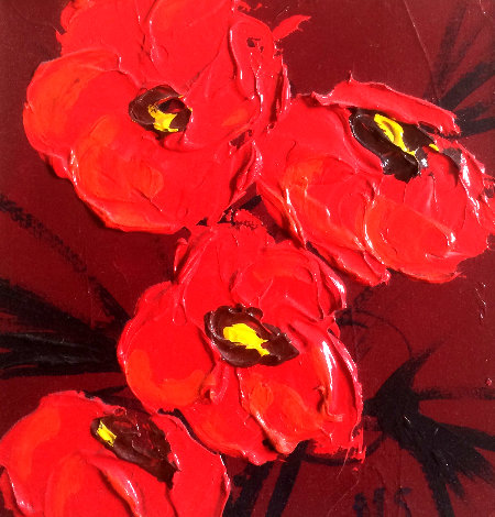 Le Bouquet Poppies 18x18 Original Painting - Nicole Sebille