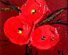Bouquet Rouge Poppies 17x19 Original Painting by Nicole Sebille - 0