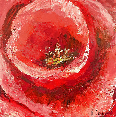 Rouge 2011 34x34 Original Painting - Nicole Sebille
