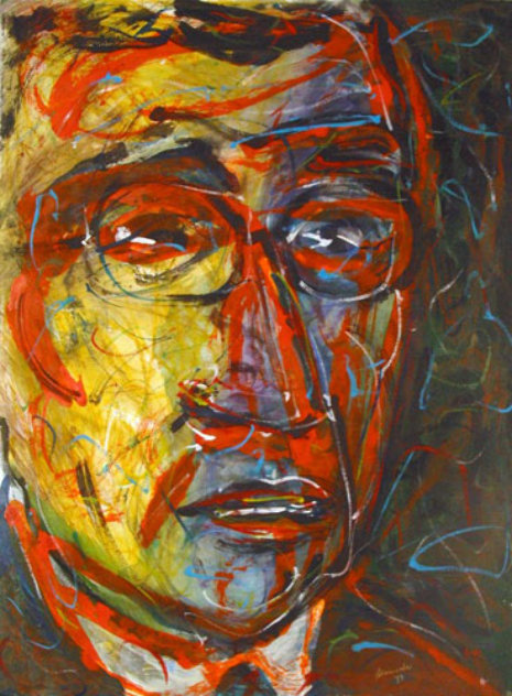 Jean Paul Sartre 1999 30x22 Works on Paper (not prints) by Arthur Secunda