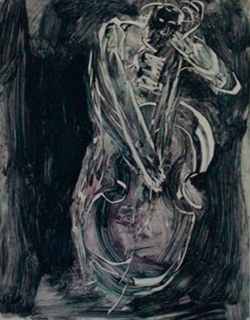 Thumping the Bass Fiddle Monotype 2008 30x22 Works on Paper (not prints) by Arthur Secunda