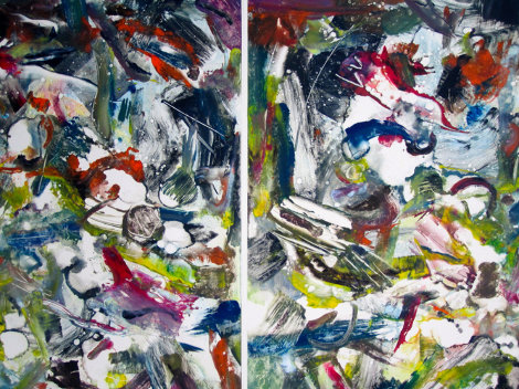 Eco System Dyptych Monotype 2008 30x41 Works on Paper (not prints) - Arthur Secunda
