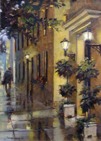 Welcome Lights 2005 22x19 Original Painting - John Seerey-Lester