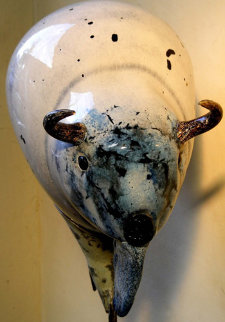 Mama Buffalo Glass Sculpture 2011 Unique 21 in Sculpture - Ron Seivertson