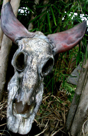 Buffalo Skull Unique Glass Sculpture 2010 18 in Sculpture - Ron Seivertson