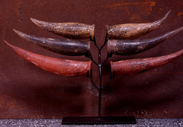 Buffalo Hunters Trophy 2 Unique Glass Sculpture 2010 27 in  Sculpture - Ron Seivertson