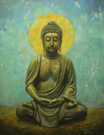 Buddha 2015 40x30 Original Painting - Robert Semans