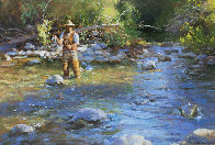 Fly Fisherman 2016 23x29 Original Painting by Robert Semans - 0 Fly Fisherman 2016 23x29 Original Painting by Robert Semans - 0