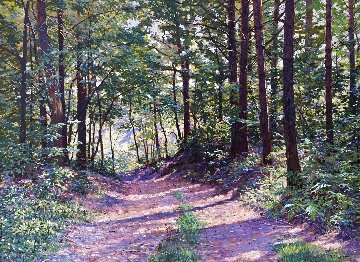 Forest Road 36x45 Huge Original Painting - Sergey Chaplygin 