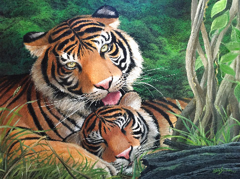 Amorous Tigress 2006 32x24 Original Painting - Aldo Sesana