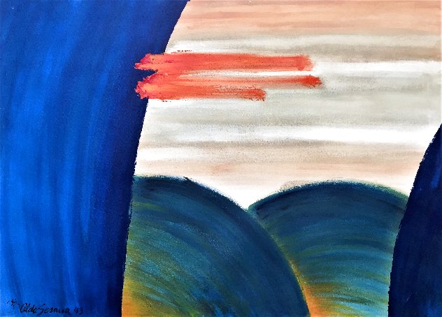 Orange Energy 1993 55x39 - Huge Original Painting by Aldo Sesana
