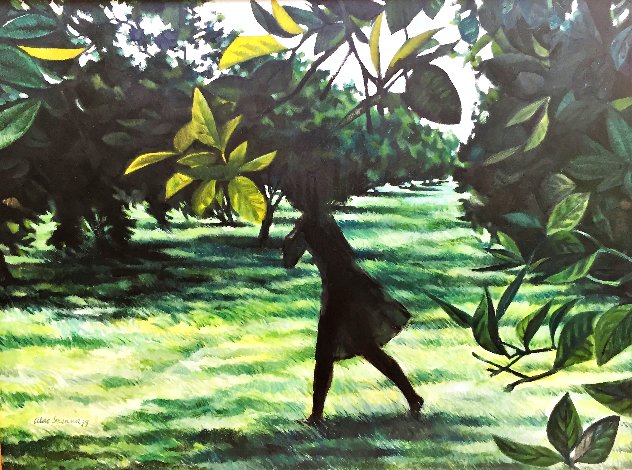 Girl in the Orange Groves 1979 32x24 Original Painting by Aldo Sesana