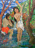 Two Bathers By Stream 1985 72x50 Huge Original Painting by Manor Shadian - 1