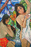 Two Bathers By Stream 1985 72x50 Huge Original Painting by Manor Shadian - 2