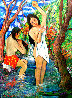 Two Bathers By Stream 1985 72x50 Huge Original Painting by Manor Shadian - 0