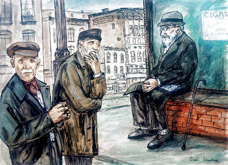 Untitled Street Scene 1930 11x15 Original Painting - Ben Shahn