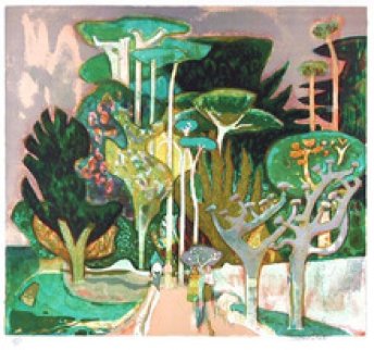 Old Village 1977 Limited Edition Print - Millard Sheets Old Village 1977 Limited Edition Print - Millard Sheets