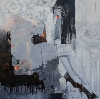Ashen Flower 2018 59x59 Huge Original Painting - Victor Sheleg Ashen Flower 2018 59x59 Huge Original Painting - Victor Sheleg