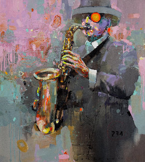 Sound Vibrations 2019 39x35 Original Painting - Victor Sheleg Sound Vibrations 2019 39x35 Original Painting - Victor Sheleg