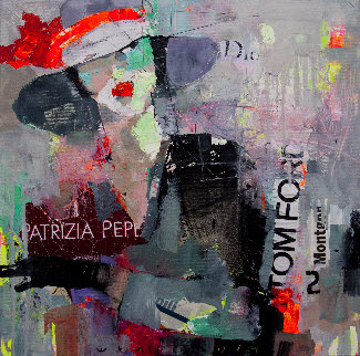 Hurrying Lady 2019 20x20 Original Painting - Victor Sheleg Hurrying Lady 2019 20x20 Original Painting - Victor Sheleg
