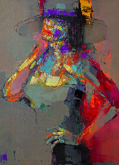 Lady Sharm 2020 39x28 Original Painting - Victor Sheleg Lady Sharm 2020 39x28 Original Painting - Victor Sheleg