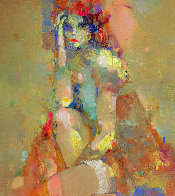 Lady With Garter 2020 39x35 Original Painting by Victor Sheleg - 0