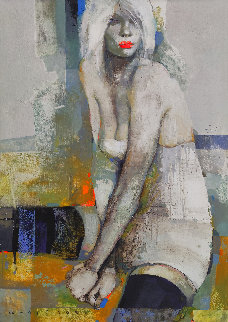 Girl With An Accent 2021 47x32 Huge Original Painting - Victor Sheleg