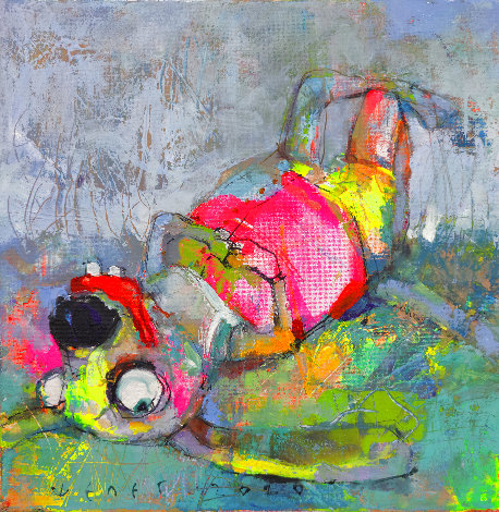 Artdoggy Midday Rest 2020 12x12 Original Painting - Victor Sheleg