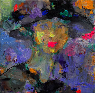 Girl with Dreams 2012 12x12 Original Painting - Victor Sheleg