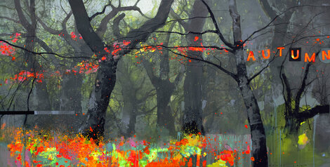 Forest 39x79 - Huge Mural Size Original Painting - Victor Sheleg