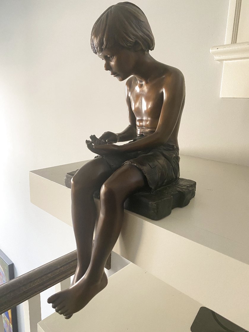 Boy And Frog Bronze Sculpture 2011 18 in Sculpture by Adolf Sehring Boy And Frog Bronze Sculpture 2011 18 in Sculpture by Adolf Sehring