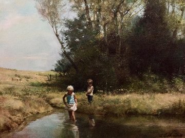 Springtime 34x40 Huge Original Painting - Adolf Sehring Springtime 34x40 Huge Original Painting - Adolf Sehring