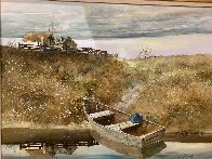 Rowboat 1980 38x48  Huge Original Painting by Adolf Sehring - 1