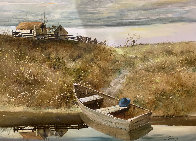Rowboat 1980 38x48 Huge Original Painting by Adolf Sehring - 0 Rowboat 1980 38x48 Huge Original Painting by Adolf Sehring - 0