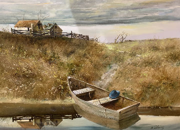 Rowboat 1980 38x48 Huge Original Painting - Adolf Sehring Rowboat 1980 38x48 Huge Original Painting - Adolf Sehring