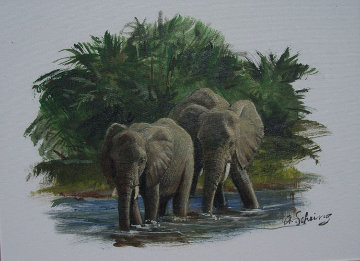 Morning Drink 1846 2005 12x16 Original Painting - Adolf Sehring Morning Drink 1846 2005 12x16 Original Painting - Adolf Sehring