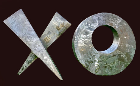Love Letters -  Set of 2 Unique Stainless Steel Sculptures - 2018 85 in - Huge Monumental Sculpture - Charles Sherman